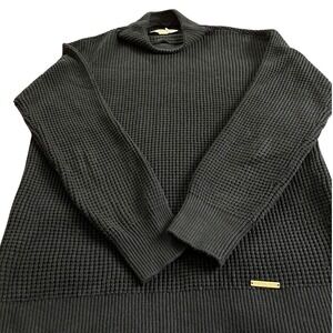 Michael Kors Womens Black Waffle Knit‎ Mock Neck Pullover Sweater Small